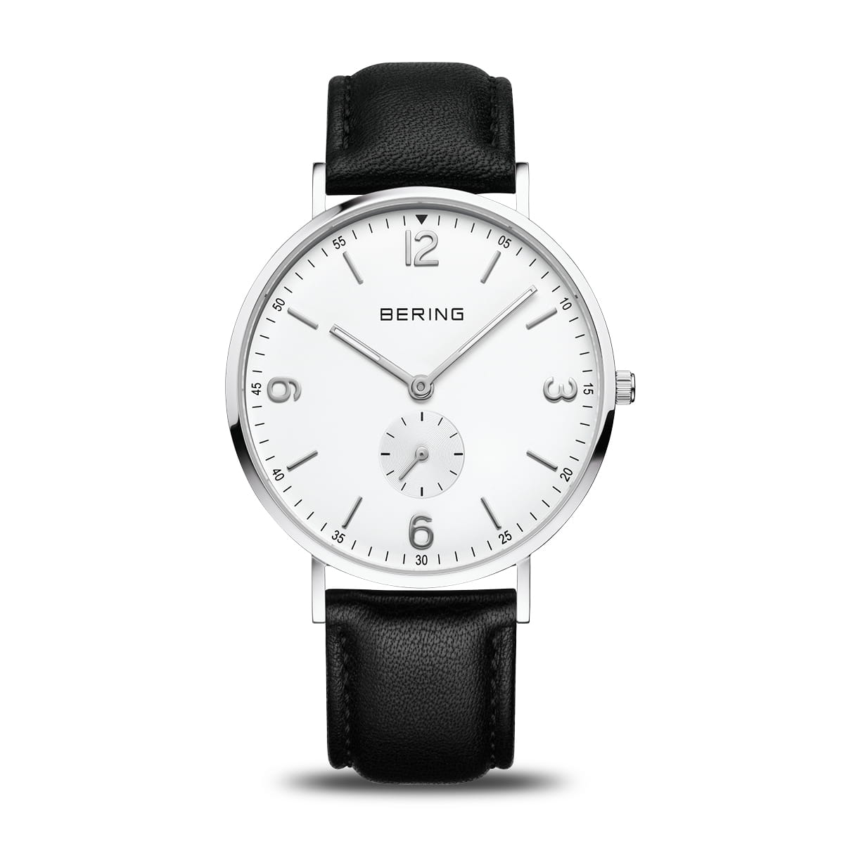 BERING White Dial, Sub-Seconds, Leather Strap Watch 14040-404