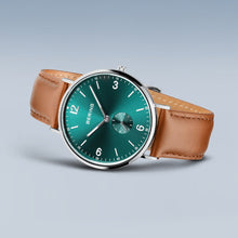 Load image into Gallery viewer, BERING Green Face, Sub-Seconds, Leather Strap Watch 14040-508
