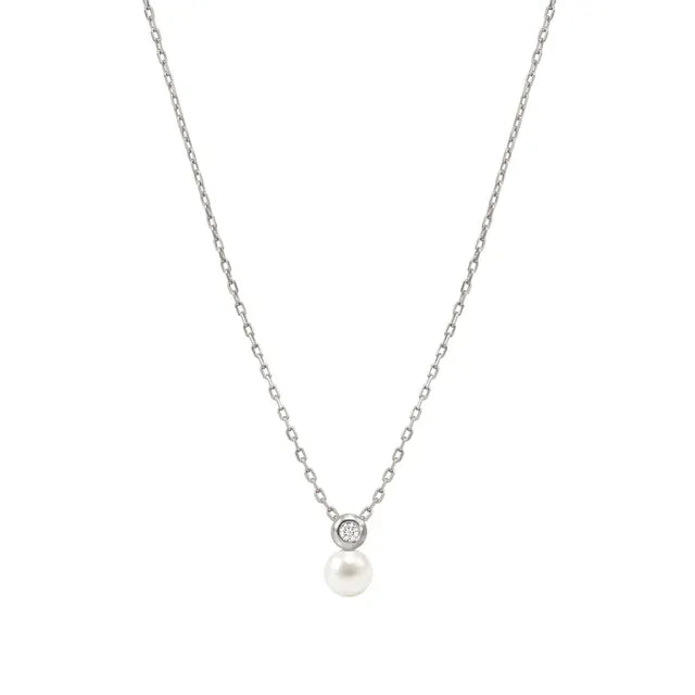 Pearls Loop Circle and Pearl Silver Necklace