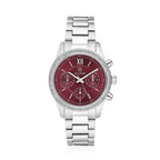 Silver Burgundy Dial Watch Domenica