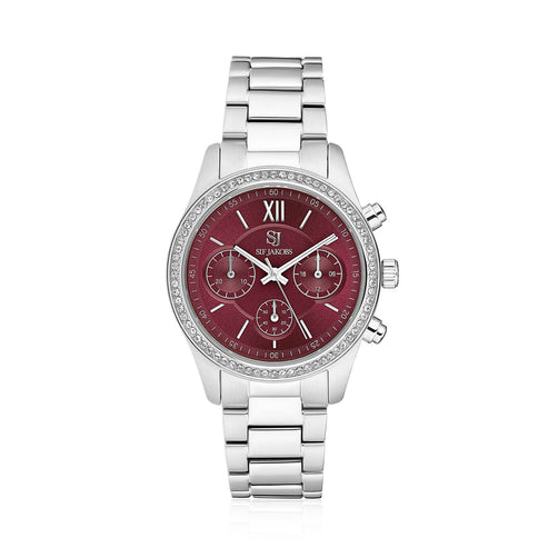 Silver Burgundy Dial Watch Domenica