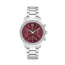 Load image into Gallery viewer, Silver Burgundy Dial Watch Domenica
