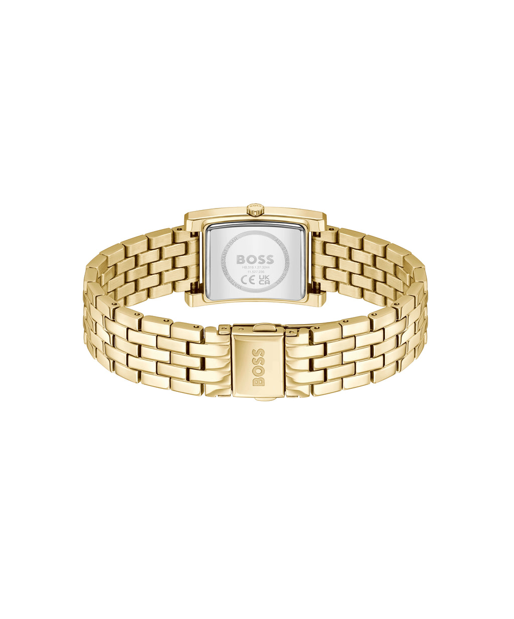 Ladies BOSS Lucy Light Gold IP Tank Watch