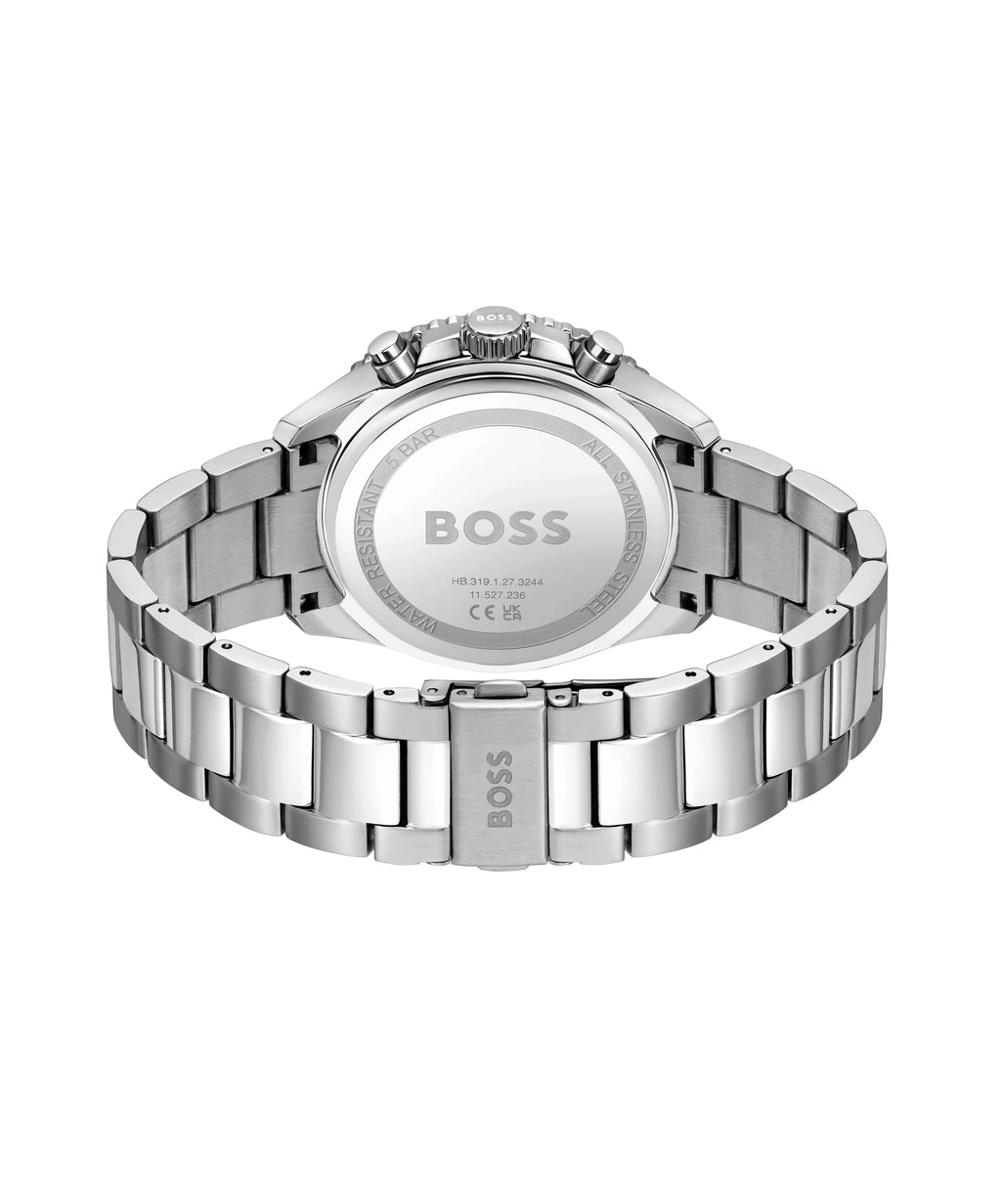 Gents BOSS Runner Chronograph Stainless Steel Bracelet Watch with Blue Dial