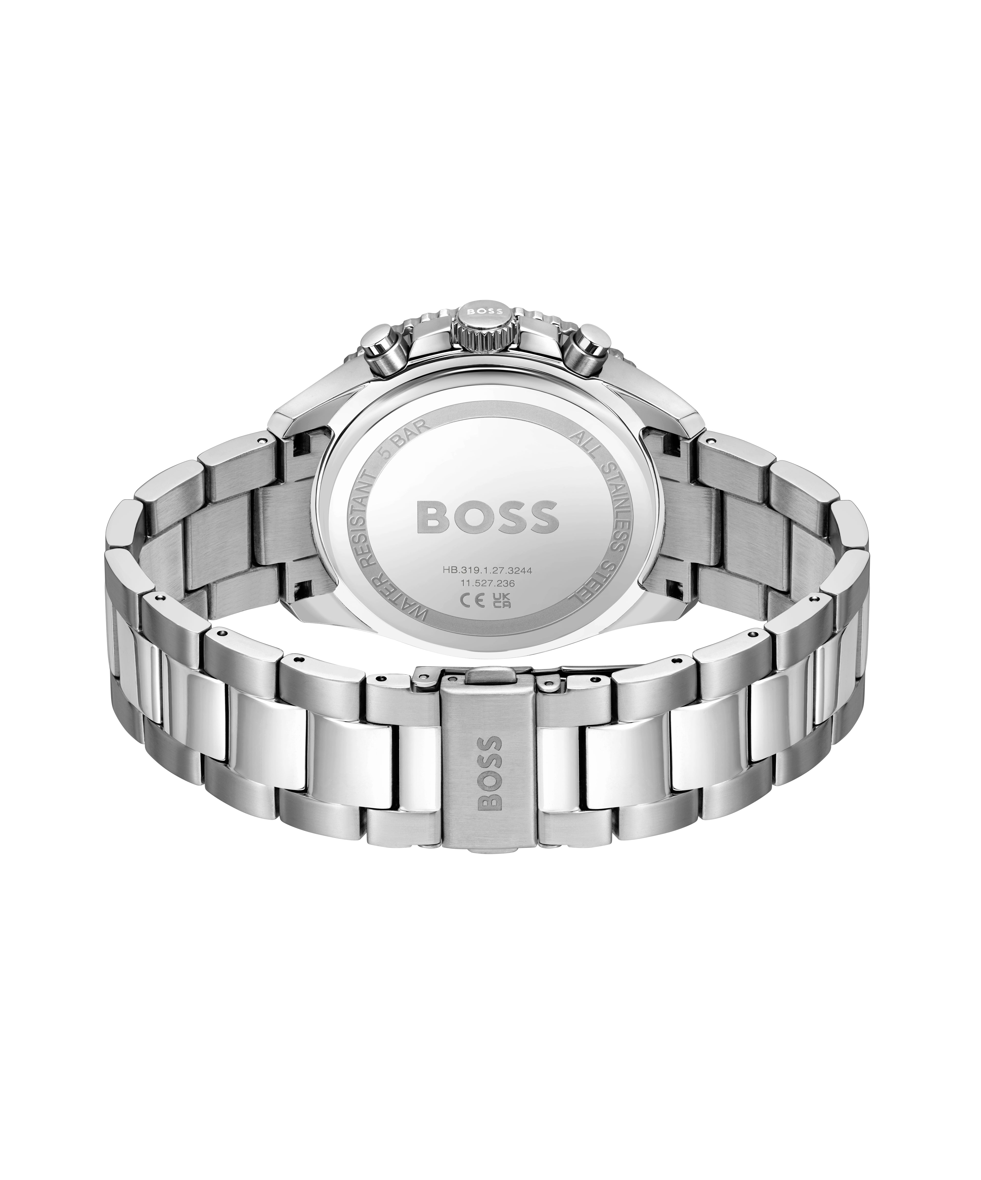 Gents BOSS Runner Chronograph Stainless Steel Bracelet Watch with Blue Dial