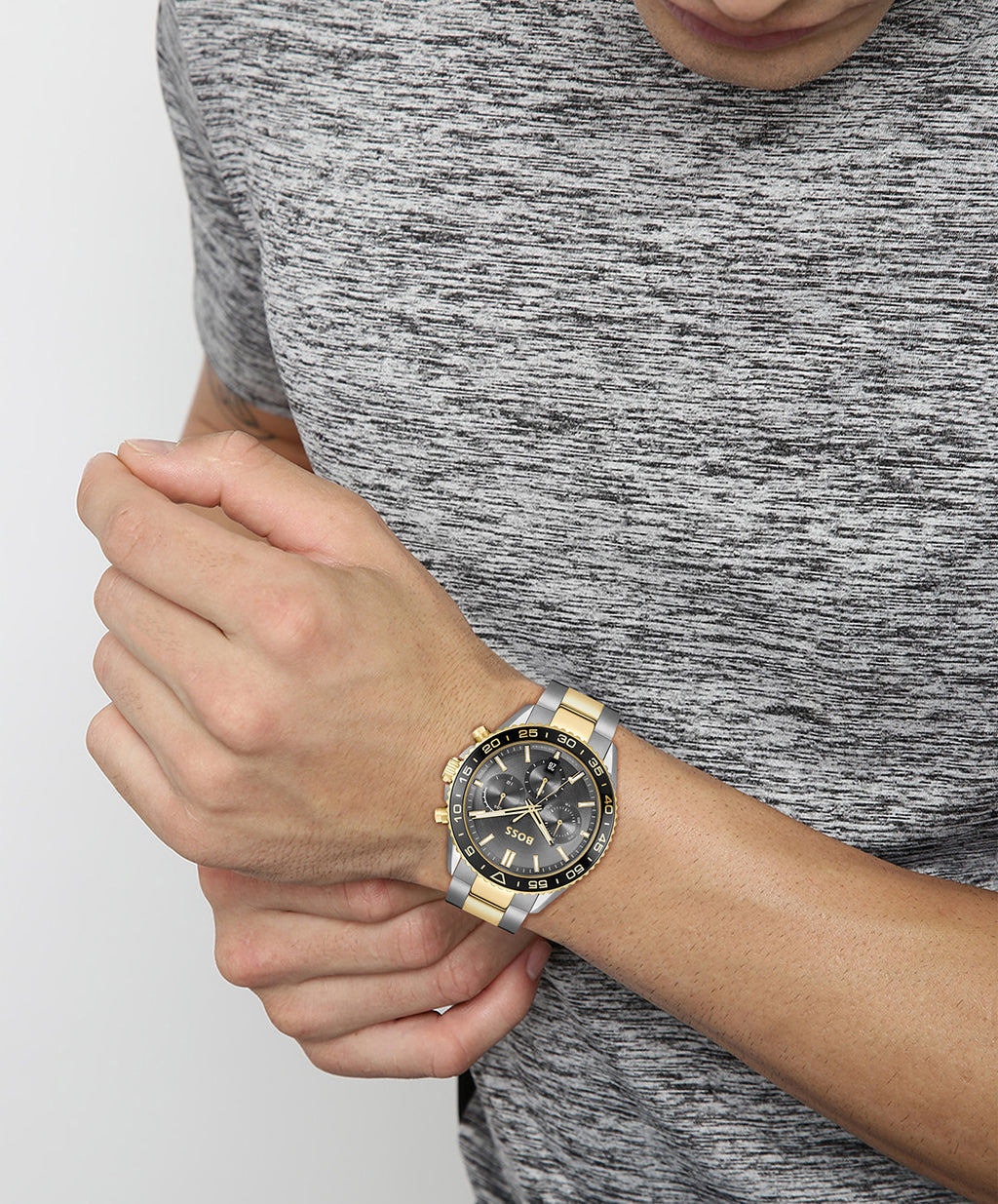 Gents BOSS Runner Chronograph Bi Colour Bracelet Watch