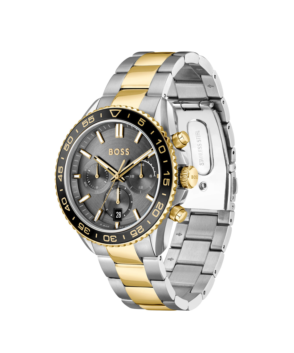 Gents BOSS Runner Chronograph Bi Colour Bracelet Watch