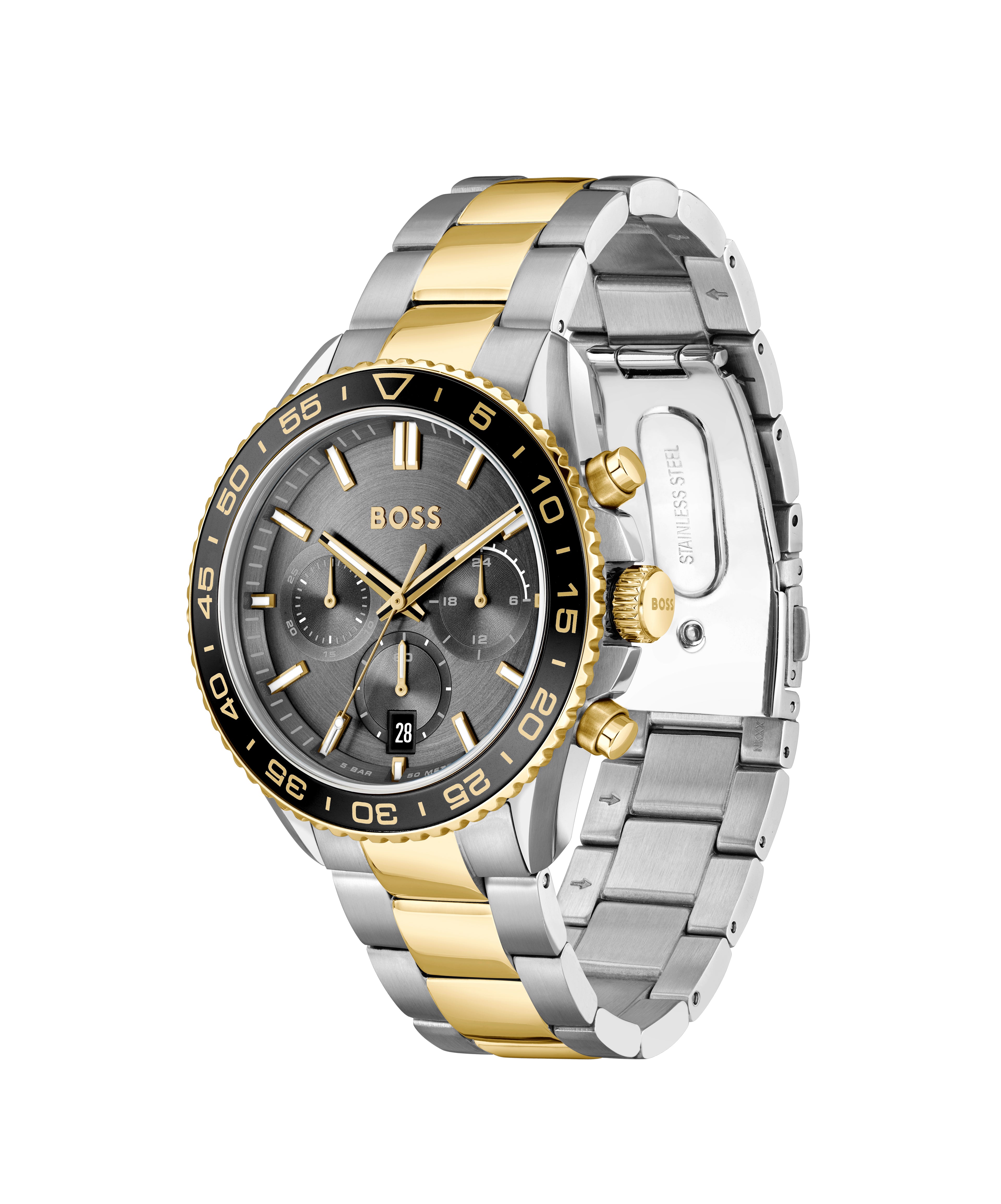 Gents BOSS Runner Chronograph Bi Colour Bracelet Watch