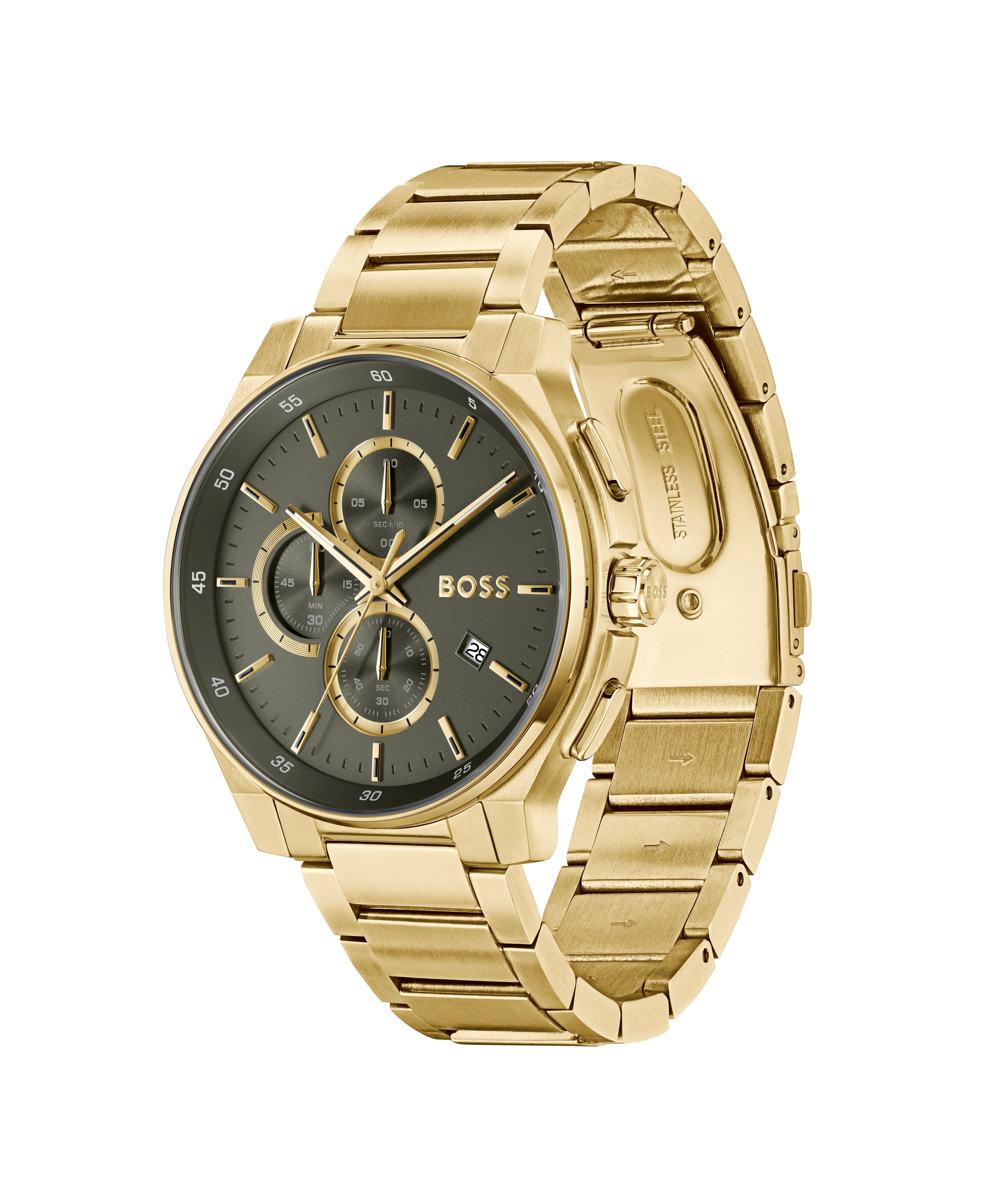 Gents BOSS Peak Chronograph Yellow Beige IP Watch