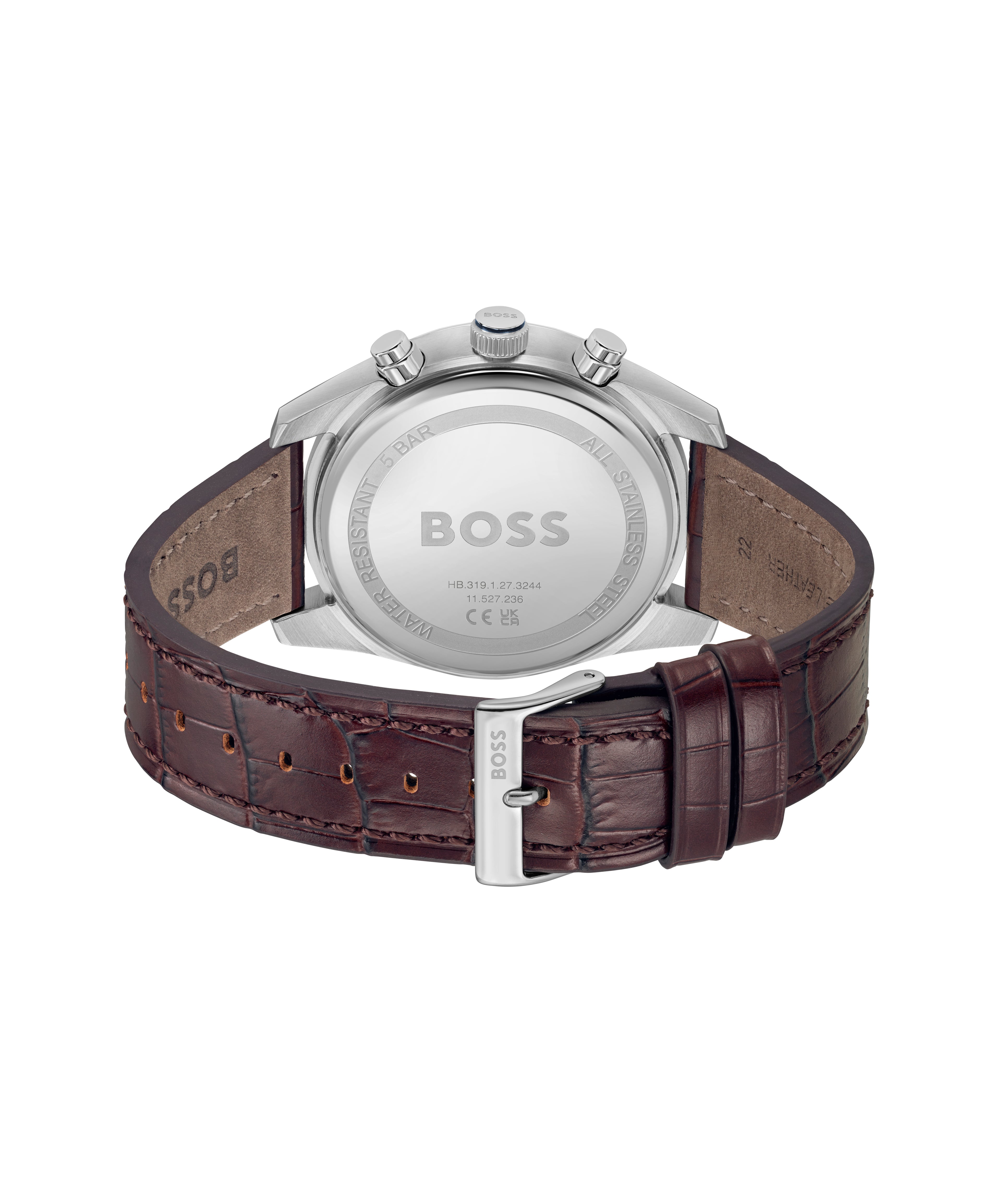 Gents BOSS Skytraveller Chronograph Watch with Brown Leather Strap