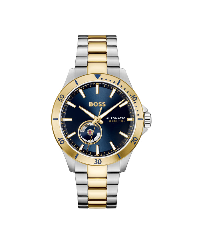 Gents BOSS Automatic Troper Watch with Two Tone Yellow Gold IP & Stainless Steel