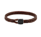 Gents BOSS Seal Braided Brown Leather Bracelet