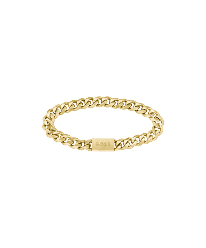 Gents BOSS Chain for Him Light Yellow Gold IP Bracelet