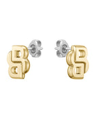 Ladies BOSS Double B Light Yellow Gold Stud Earrings