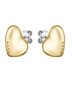 Ladies BOSS Honey Light Yellow Gold Heart Earrings