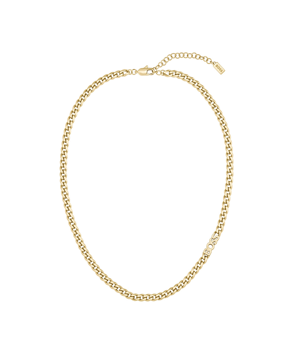 Ladies BOSS Kassy Light Gold IP Curb Necklace