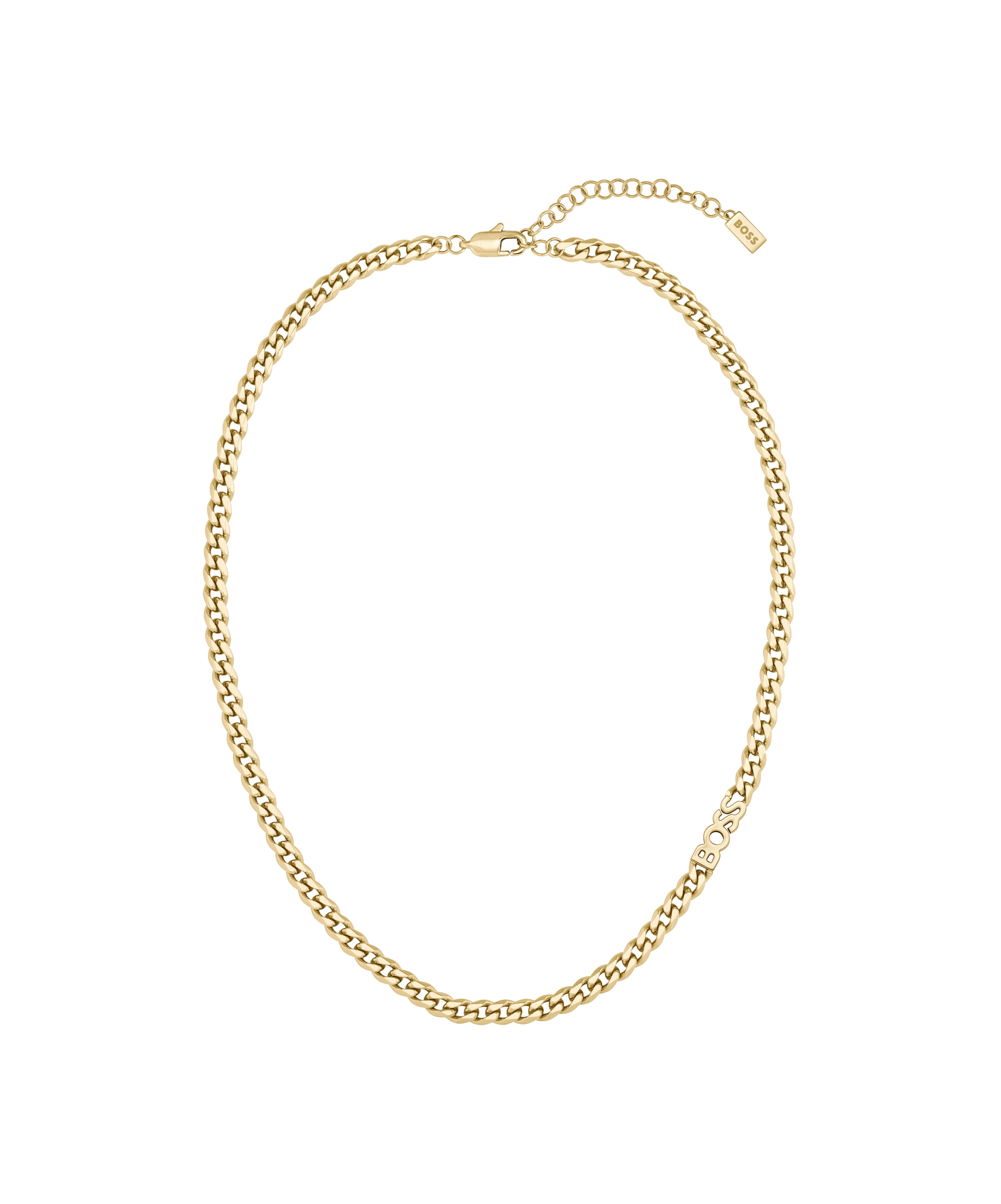 Ladies BOSS Kassy Light Gold IP Curb Necklace