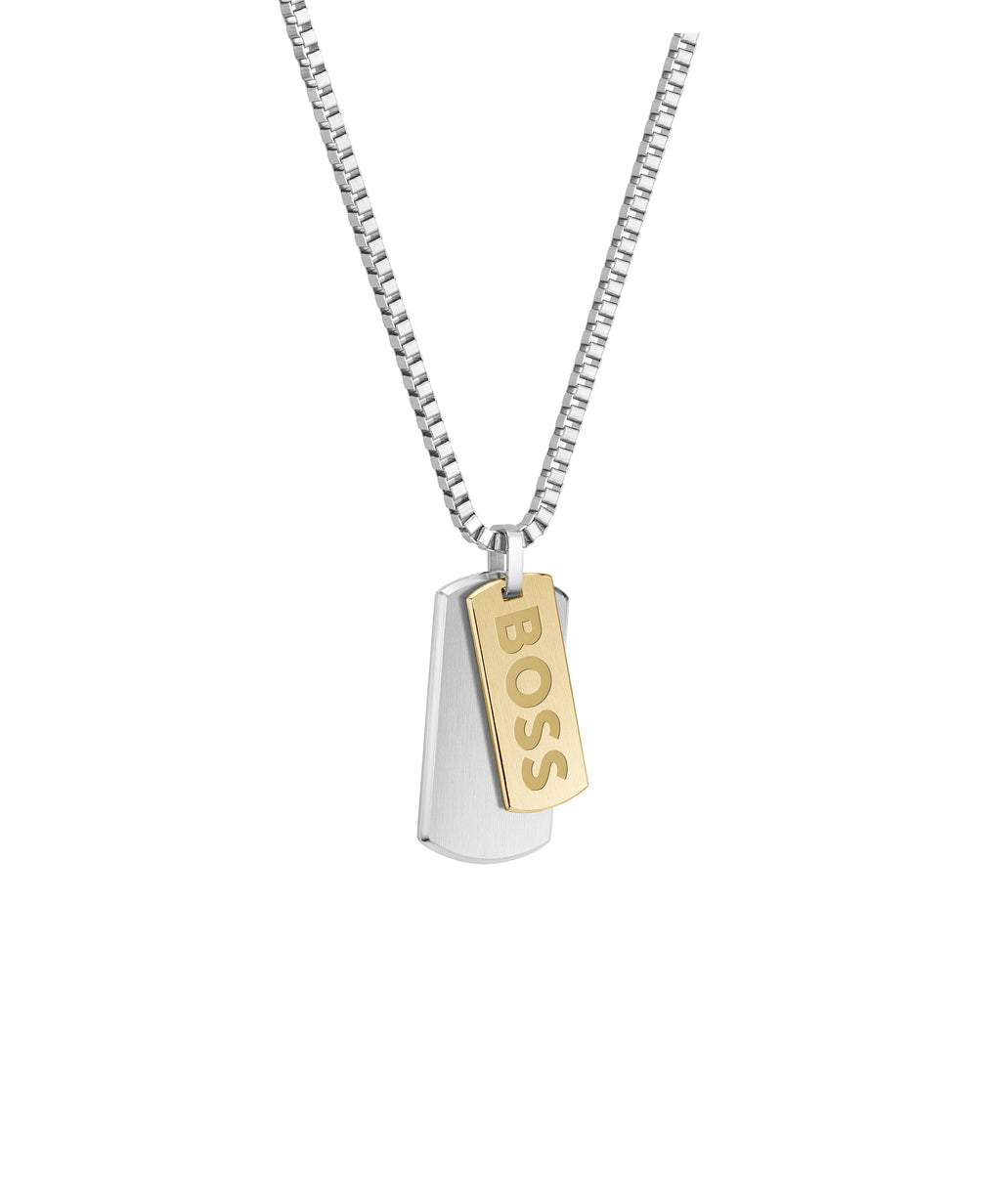 Gents BOSS Devon Box Chain Stainless Steel Necklace