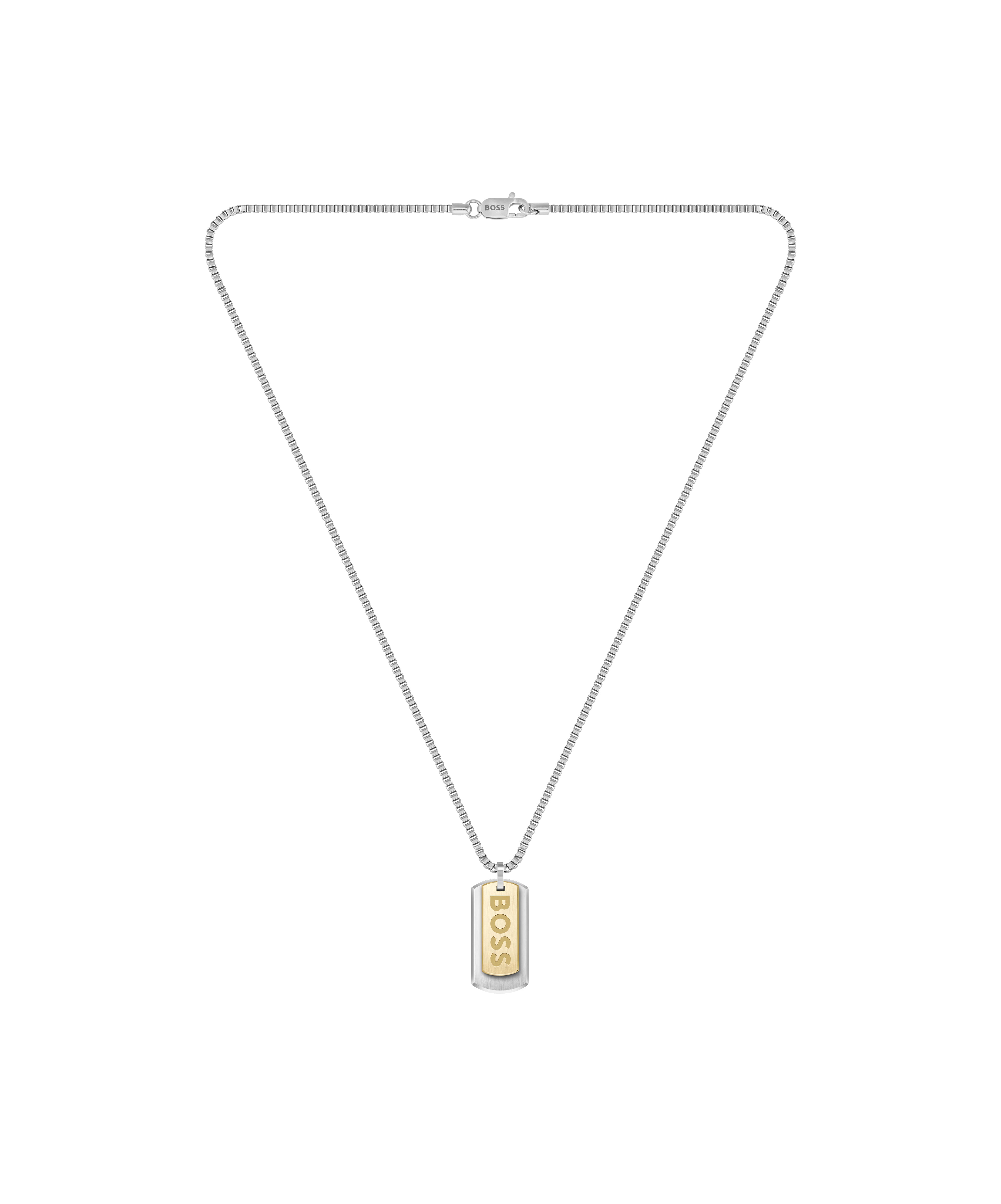 Gents BOSS Devon Box Chain Stainless Steel Necklace