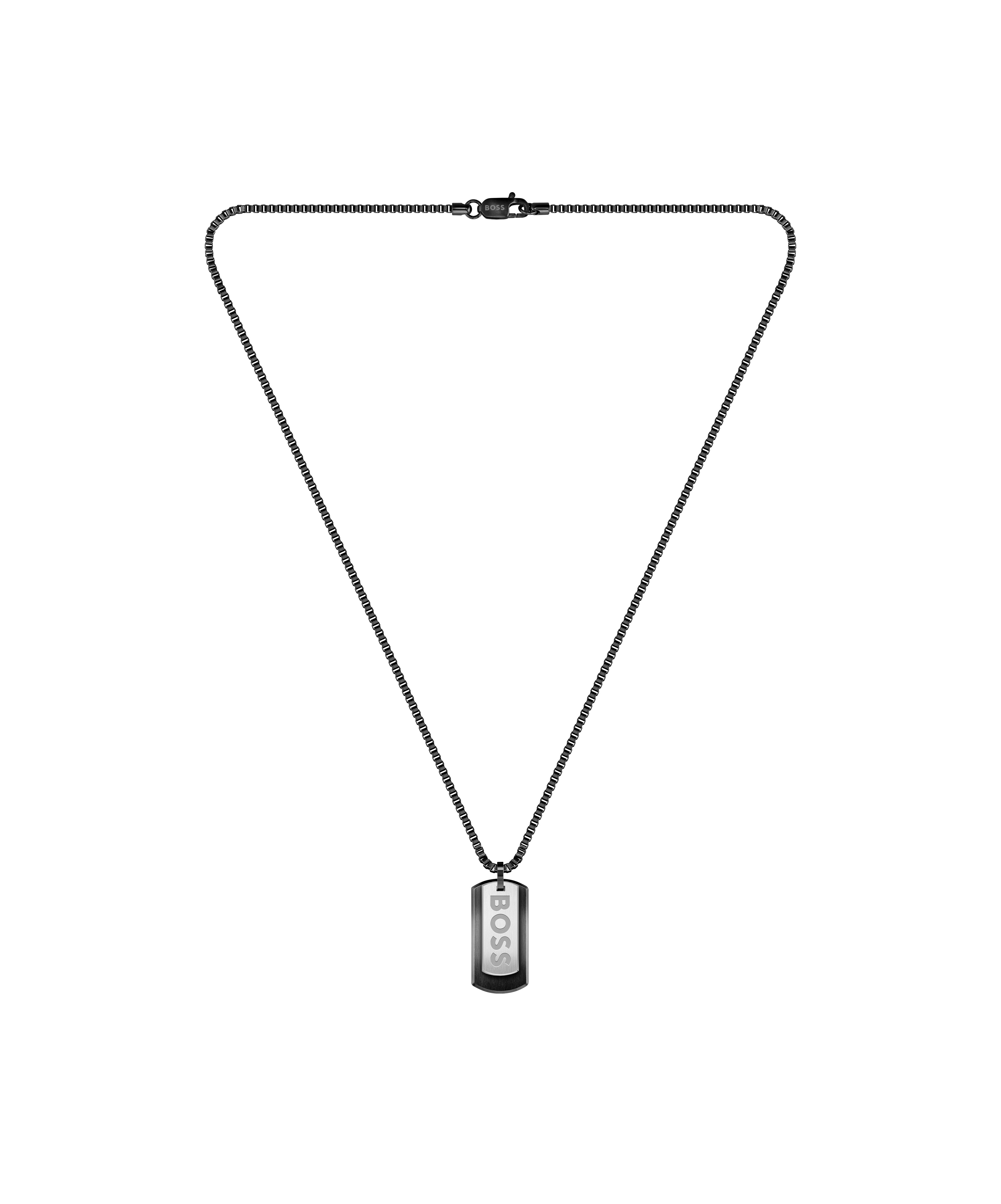 Gents BOSS Devon Box Chain Black IP Necklace