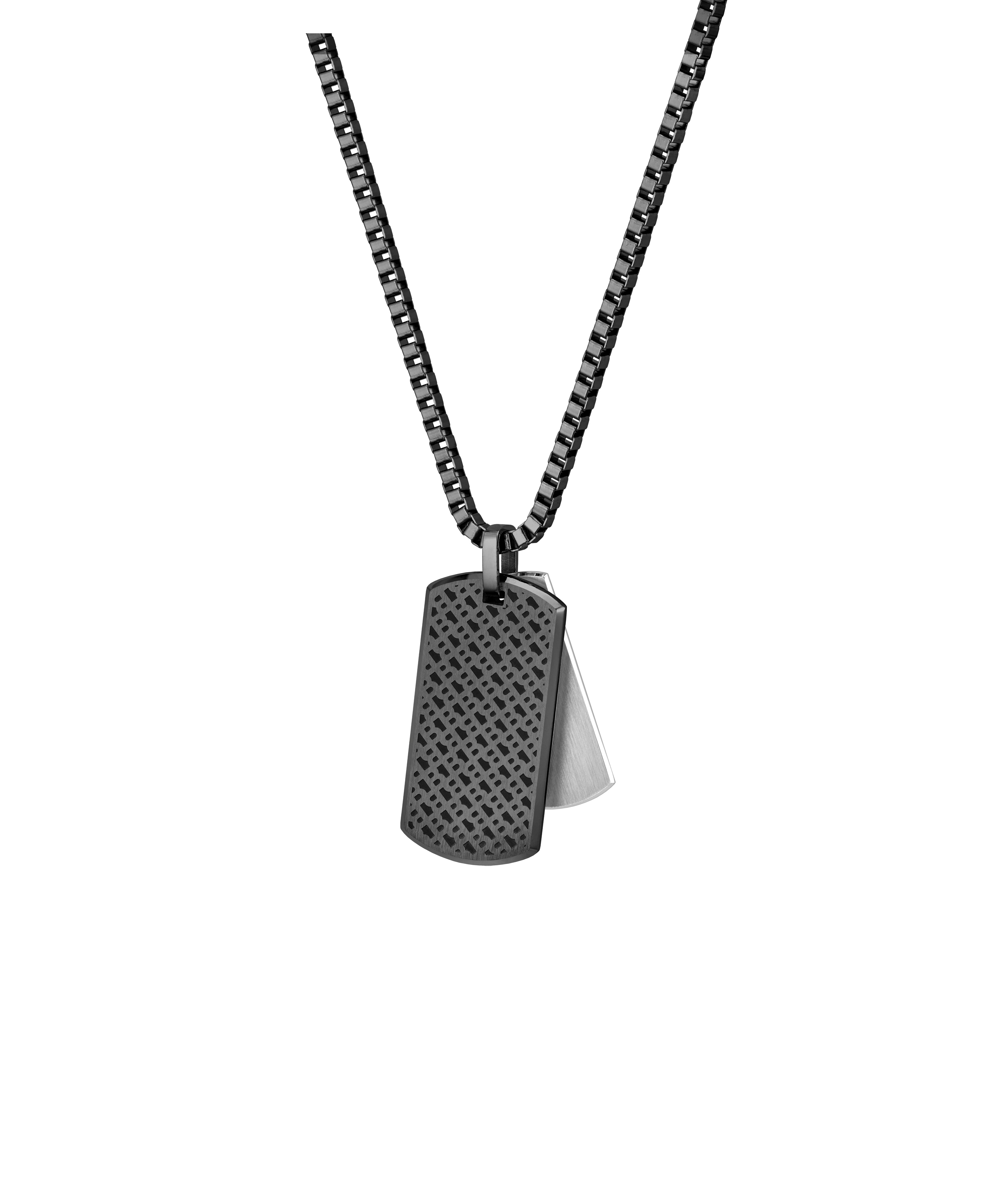 Gents BOSS Devon Box Chain Black IP Necklace