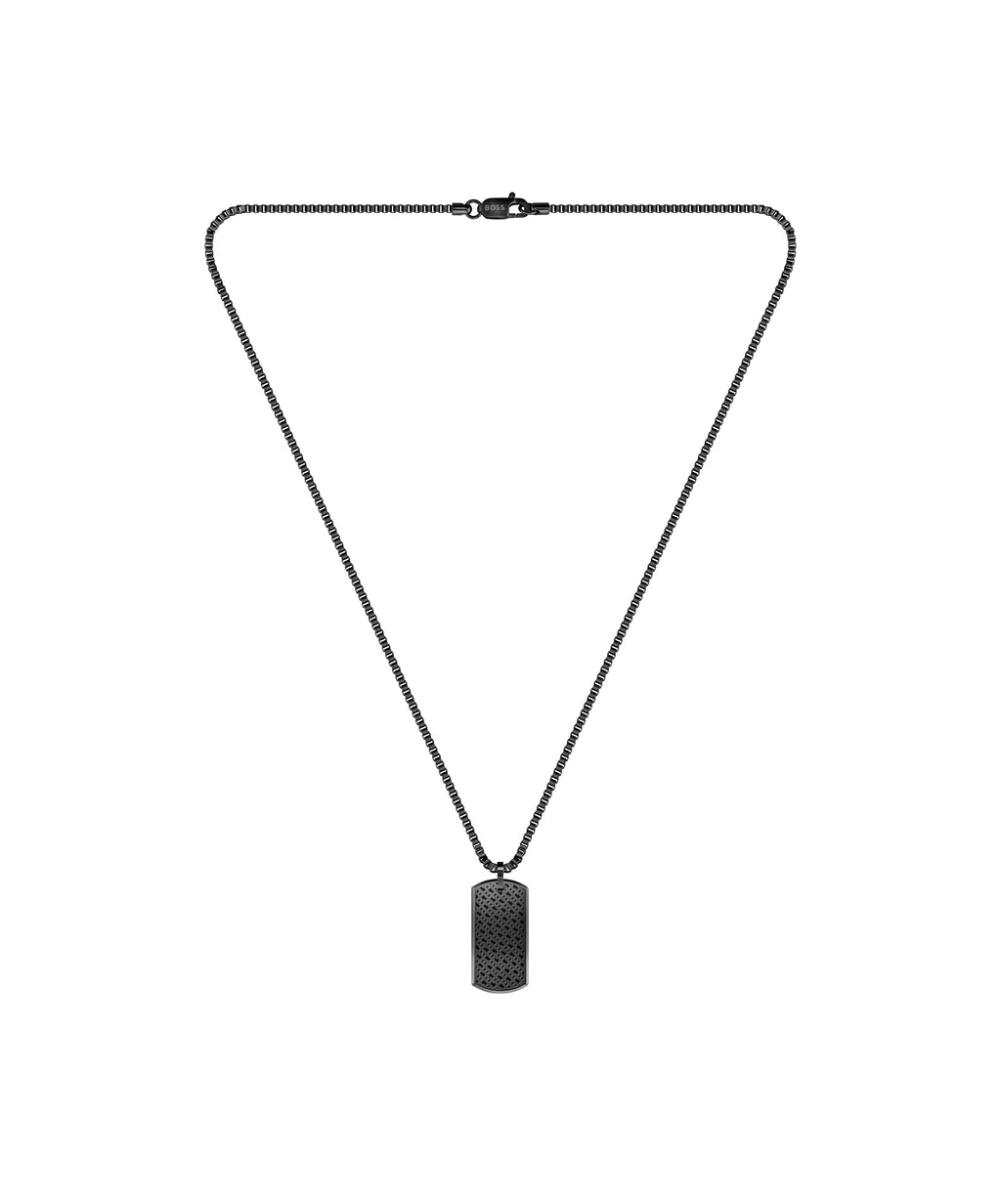 Gents BOSS Devon Box Chain Black IP Necklace