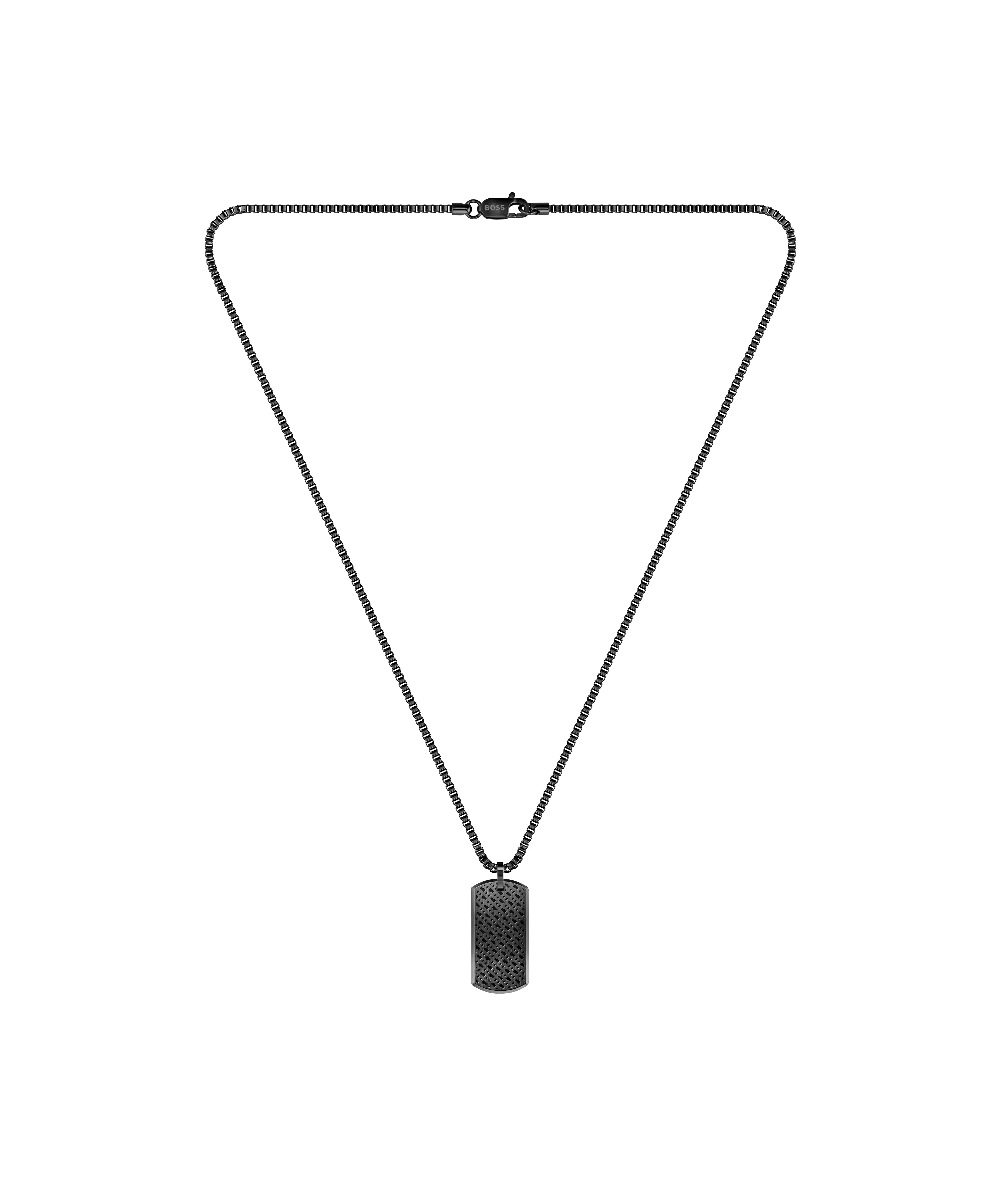 Gents BOSS Devon Box Chain Black IP Necklace