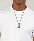 Gents BOSS Devon Box Chain Black IP Necklace