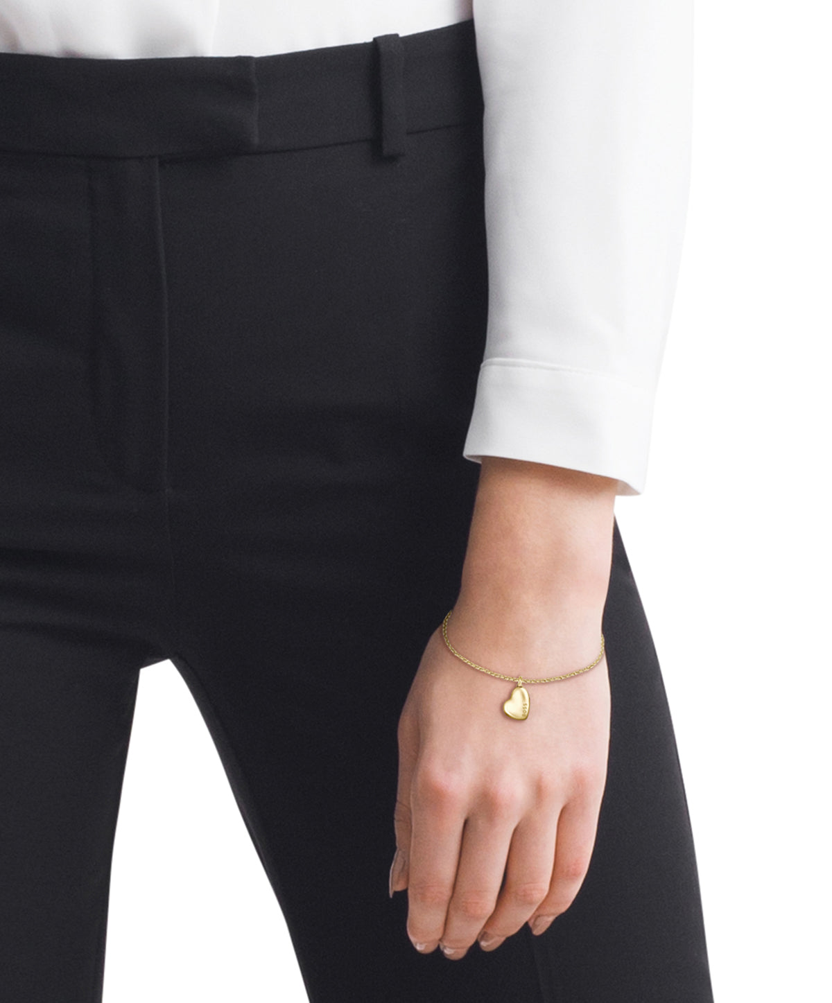 Ladies BOSS Honey Light Yellow Gold Heart Bracelet
