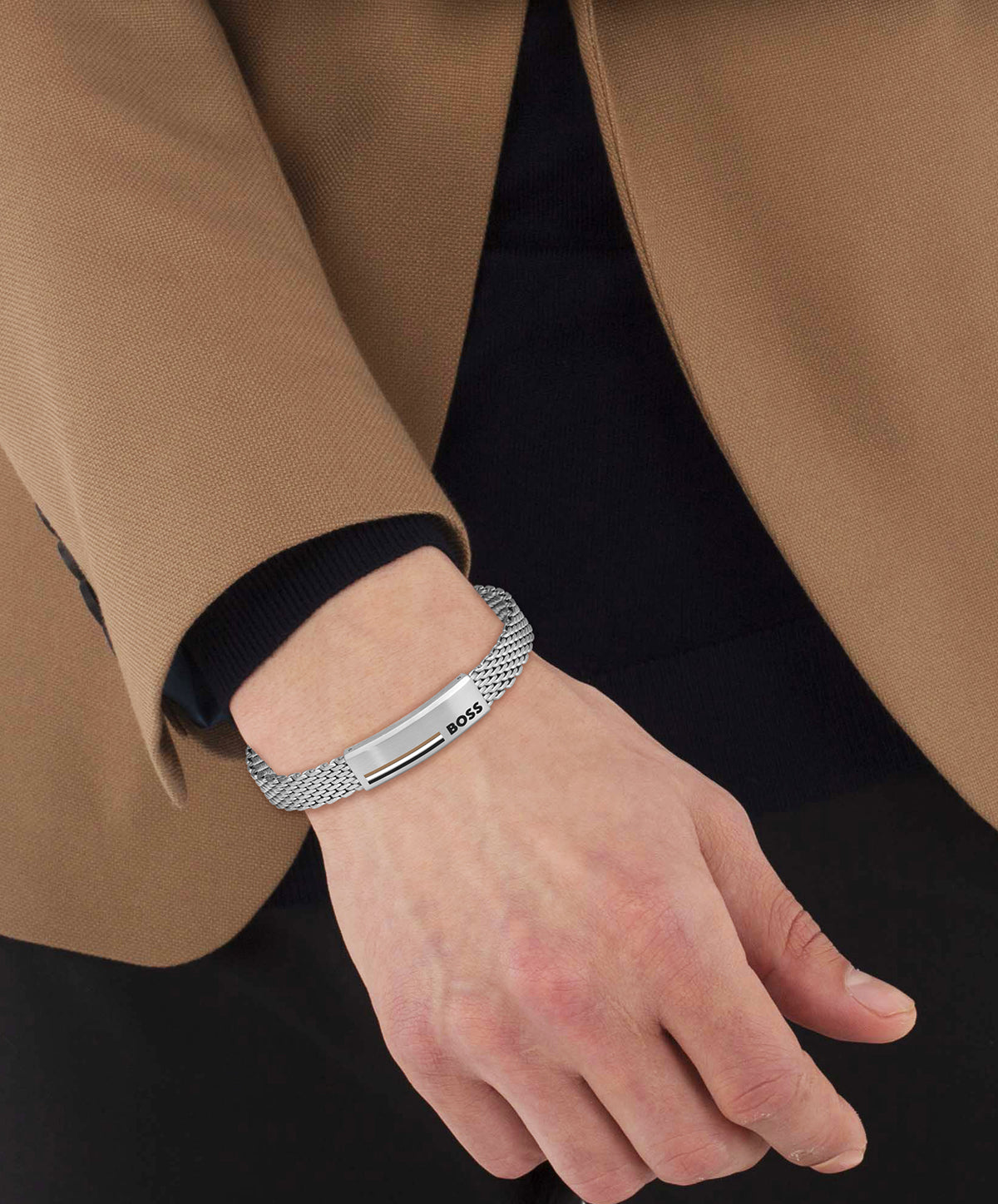 Gents BOSS Alen Stainless Steel Mesh Bracelet