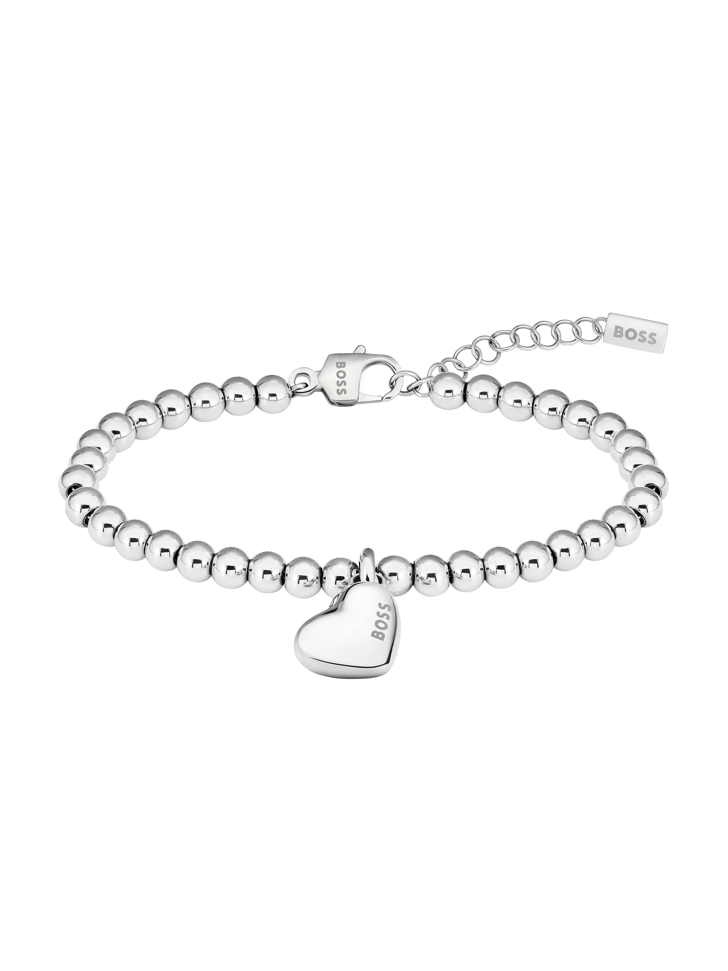 Ladies BOSS Honey Heart Stainless Steel Beaded Bracelet