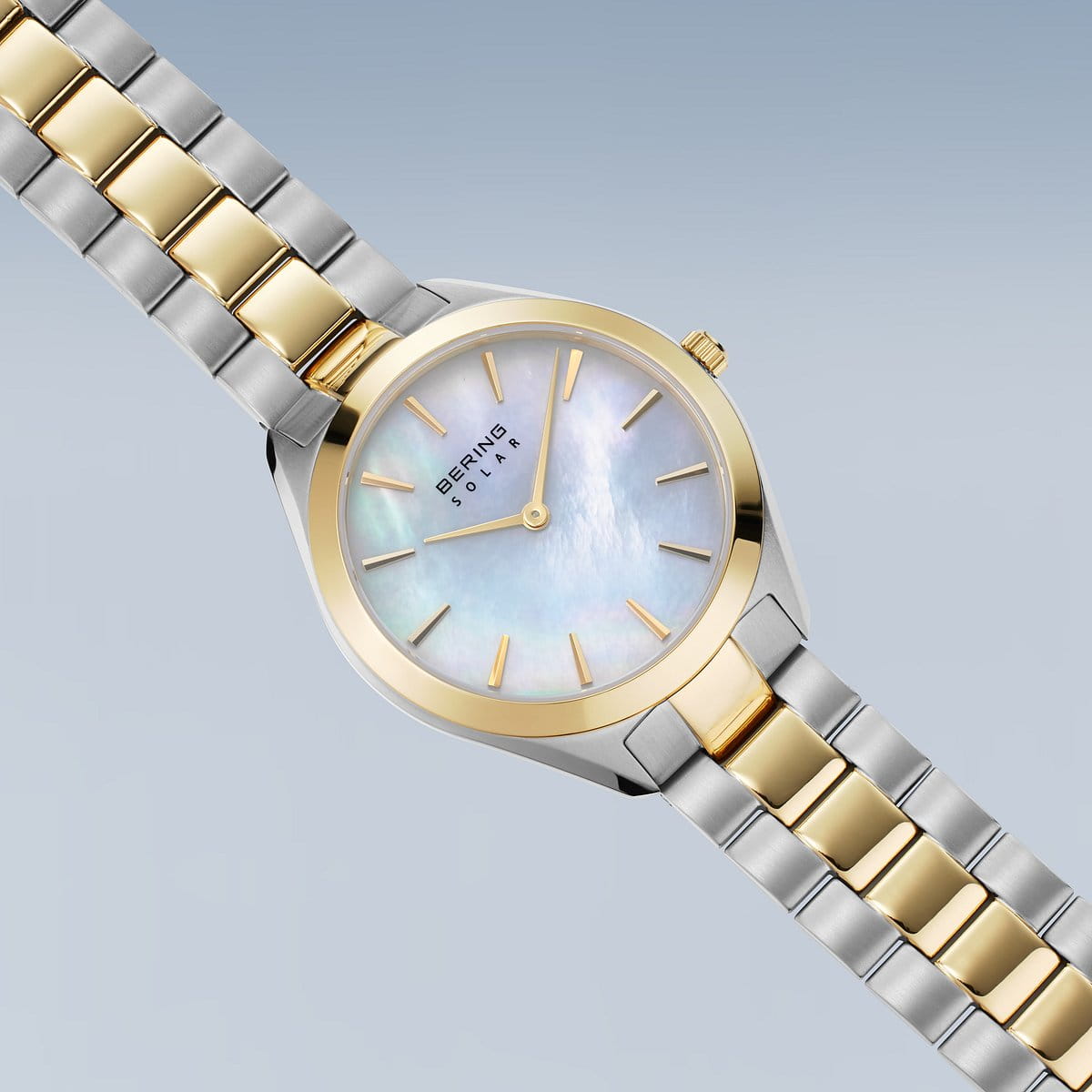 Bering Solar Gold Silver Ladies Mother of Pearl watch 17331-710