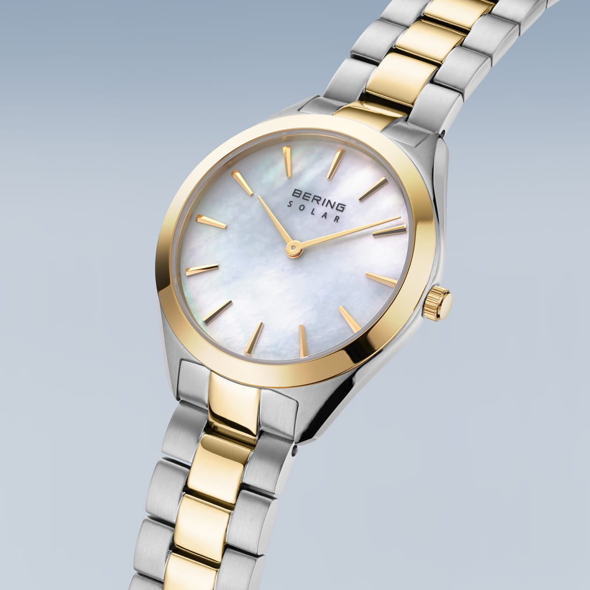 Bering Solar Gold Silver Ladies Mother of Pearl watch 17331-710