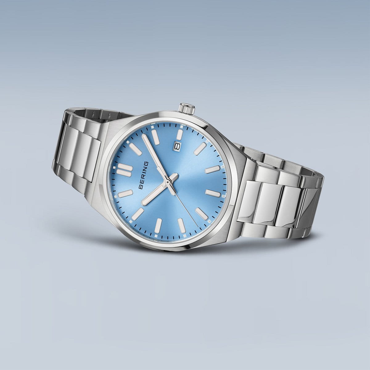BERING Blue Dial, Integrated Bracelet Watch 17639-707