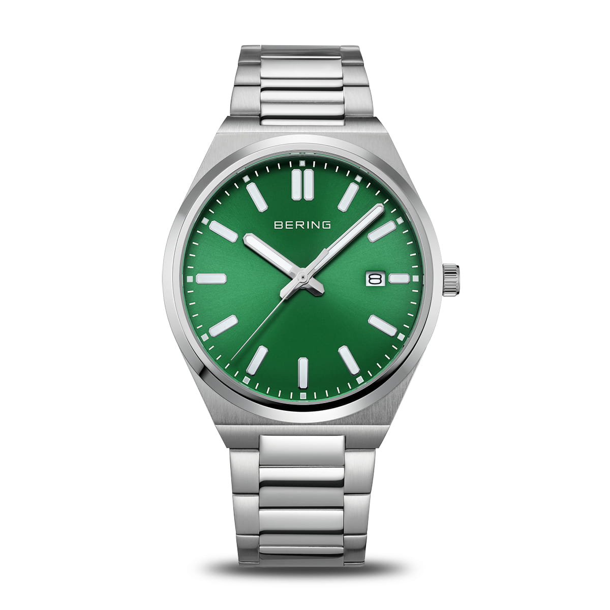 BERING Green Dial, Integrated Bracelet Watch 17639-708