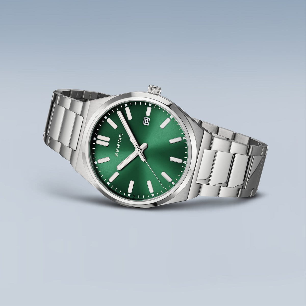 BERING Green Dial, Integrated Bracelet Watch 17639-708