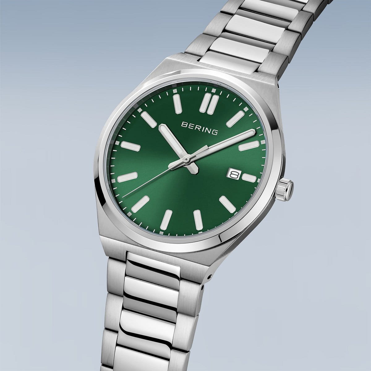 BERING Green Dial, Integrated Bracelet Watch 17639-708