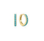 Gold Aqua Blue Huggie Hoops