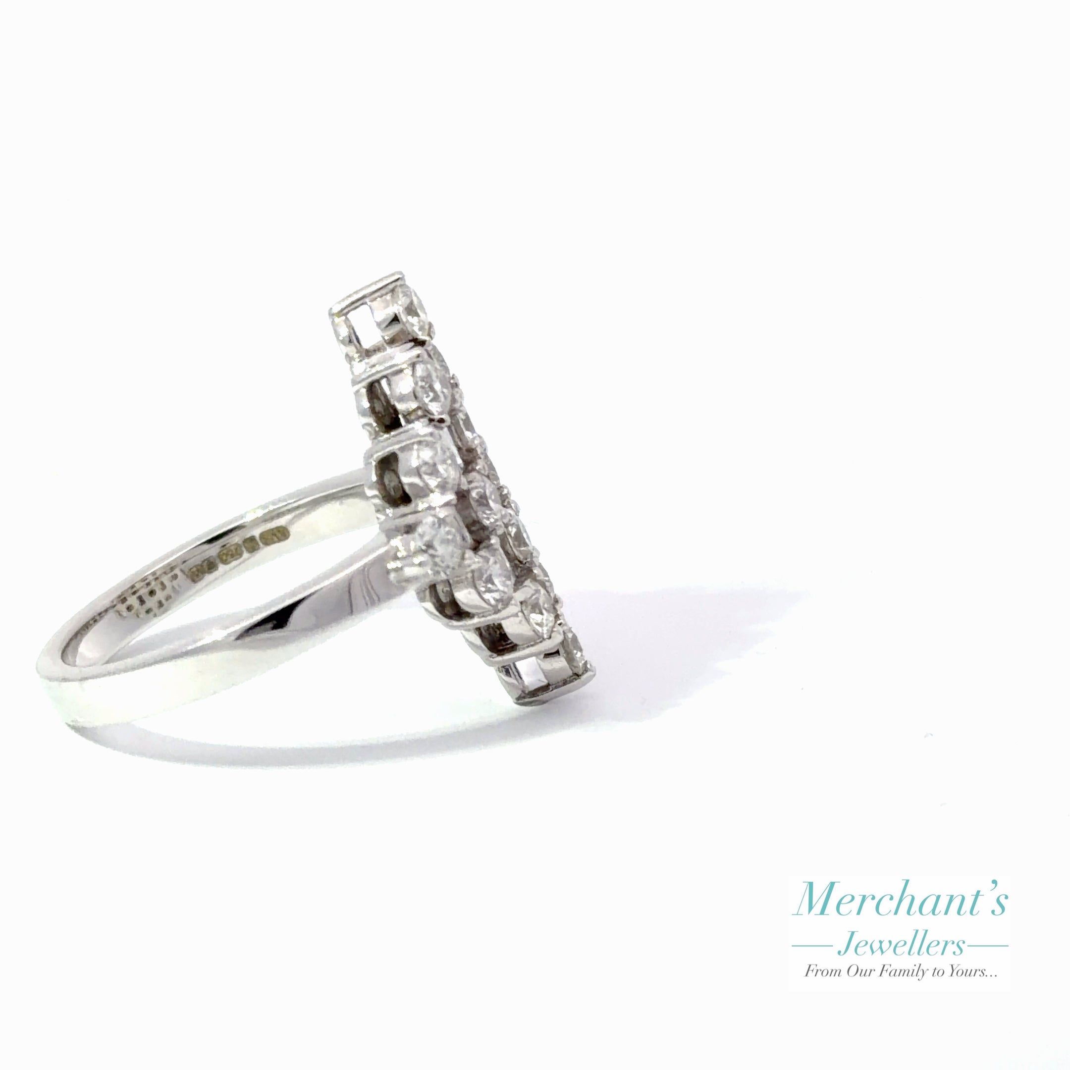 18ct White Gold Diamond (2.03ct) Round and Baguette Ring 513691021