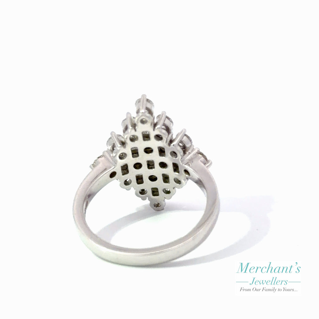 18ct White Gold Diamond (2.03ct) Round and Baguette Ring 513691021