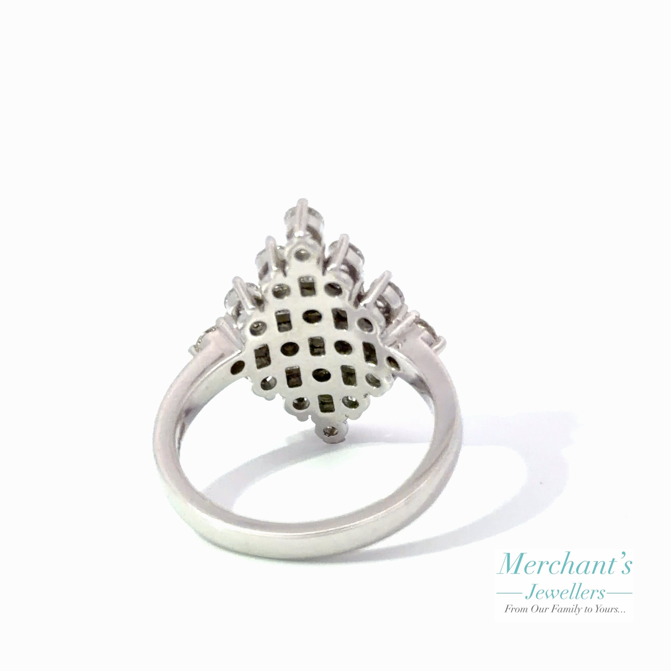 18ct White Gold Diamond (2.03ct) Round and Baguette Ring 513691021