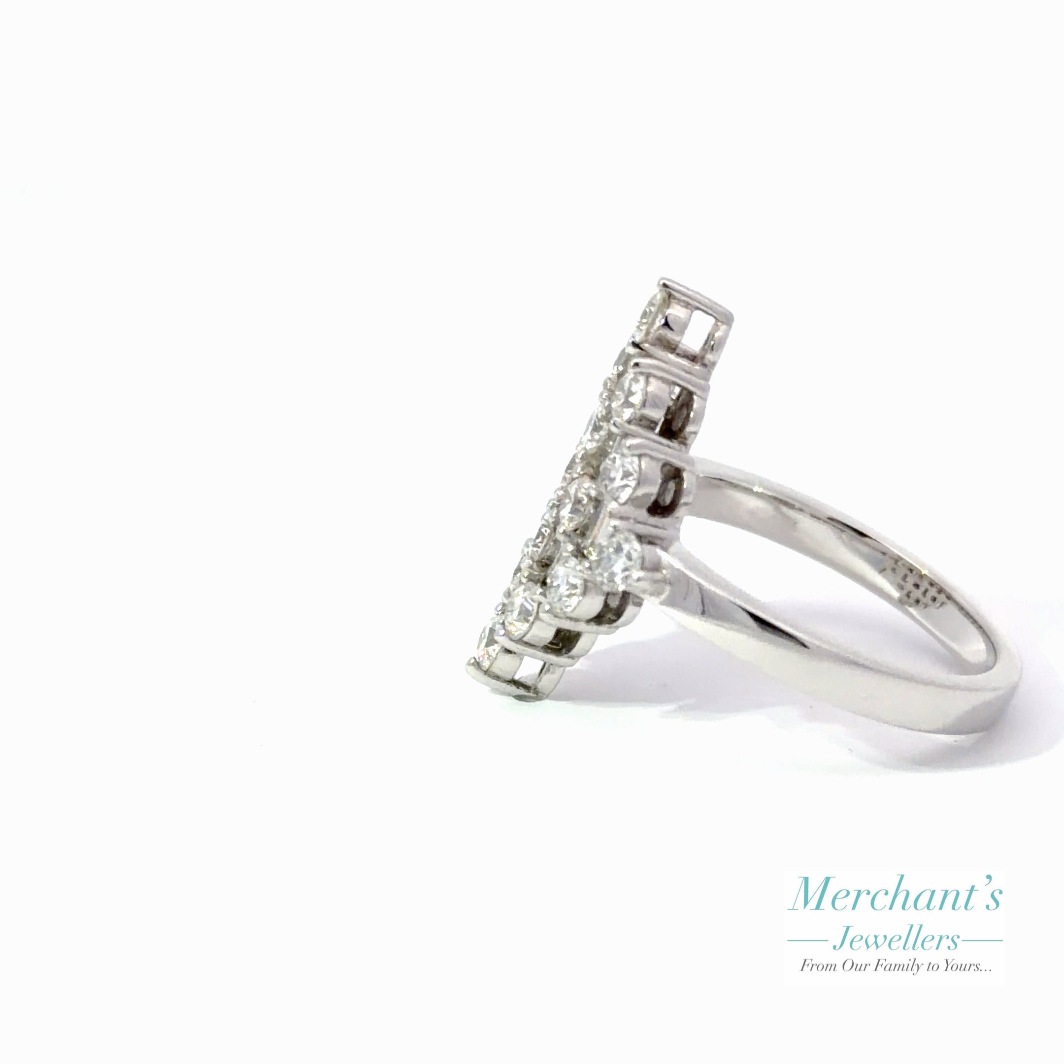 18ct White Gold Diamond (2.03ct) Round and Baguette Ring 513691021