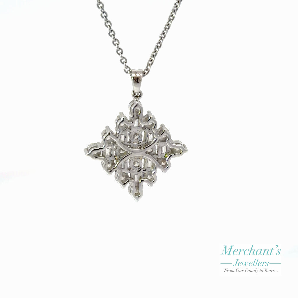 18ct White Gold Round & Baguette Diamond (2.05ct) Pendant