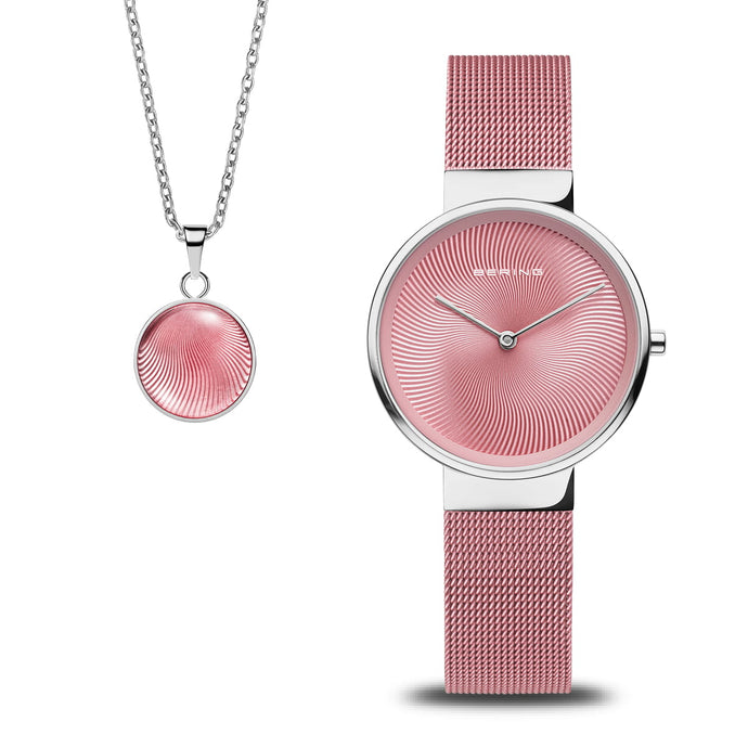BERING Ladies Watch Set Pink Face 19031-989-GWP