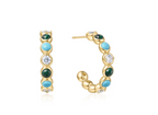 GOLD MALACHITE AND TURQUOISE LARGE HOOPS
