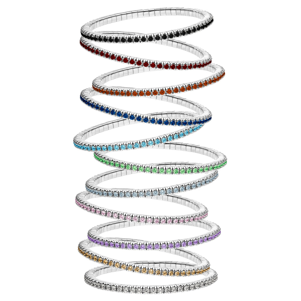 Dazzling Colour Flex Bracelet 2.5mm Orange Red 925 Rhodium