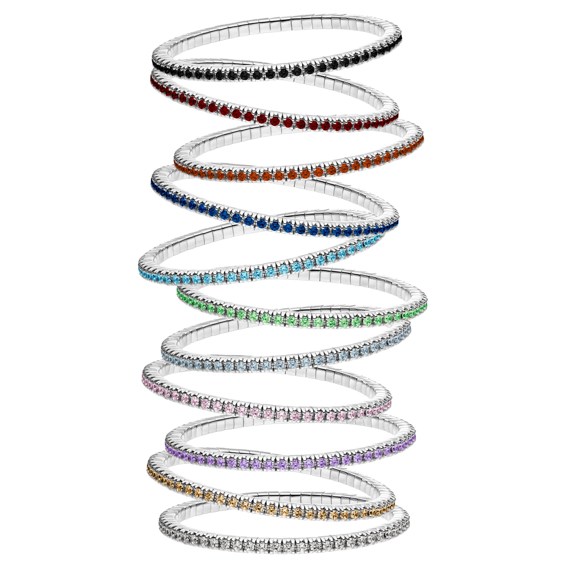 Dazzling Colour Flex Bracelet 2.0mm Aquamarine 925