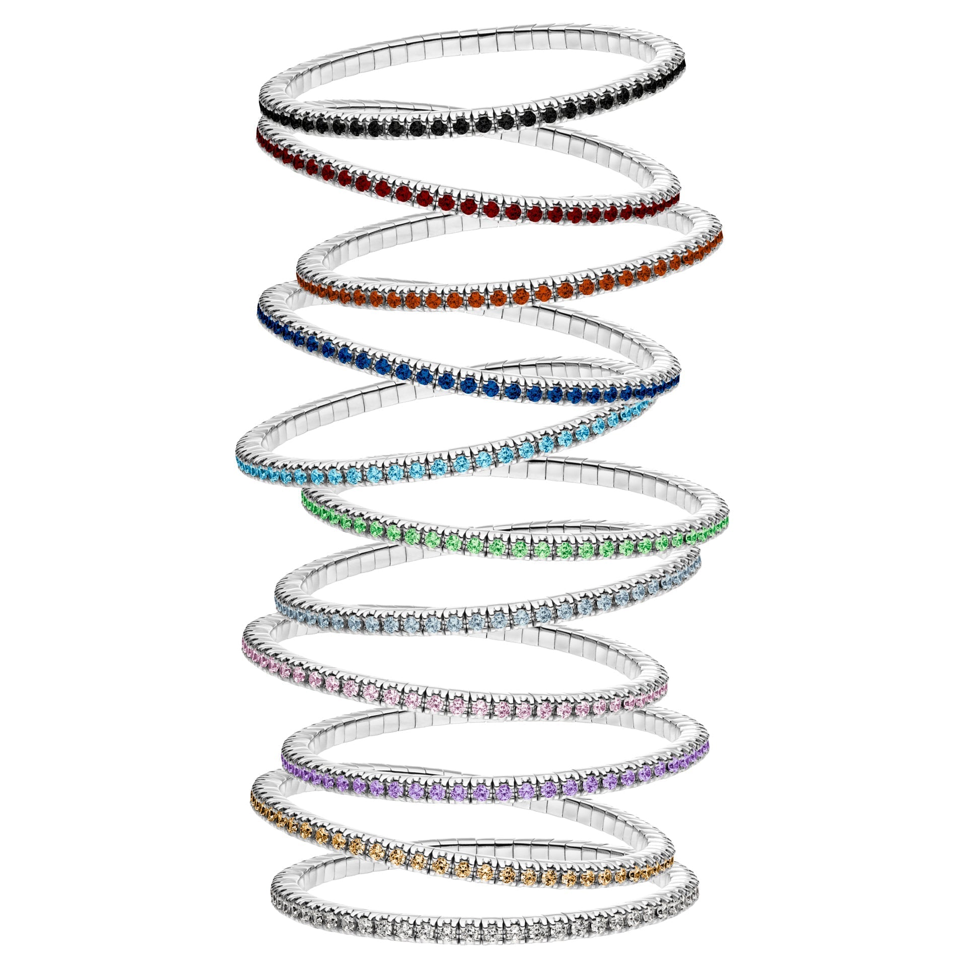 Dazzling Colour Flex Bracelet 2.5mm Garnet 925 Rhodium