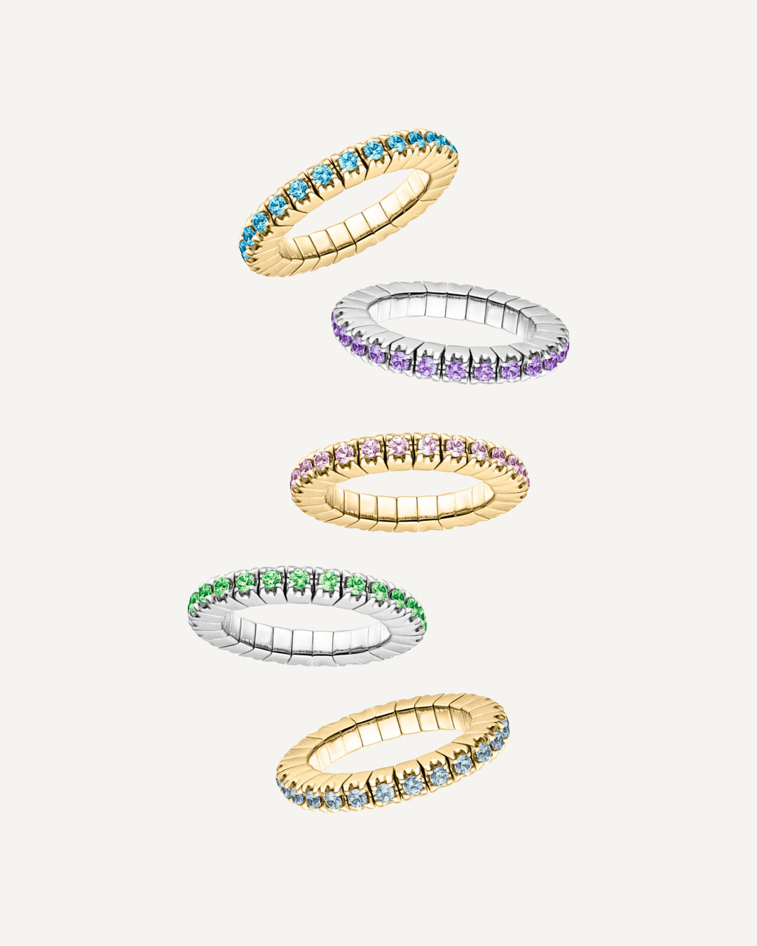 Dazzling Colour Flex ring 2.5mm Saph Blue 925 Silver
