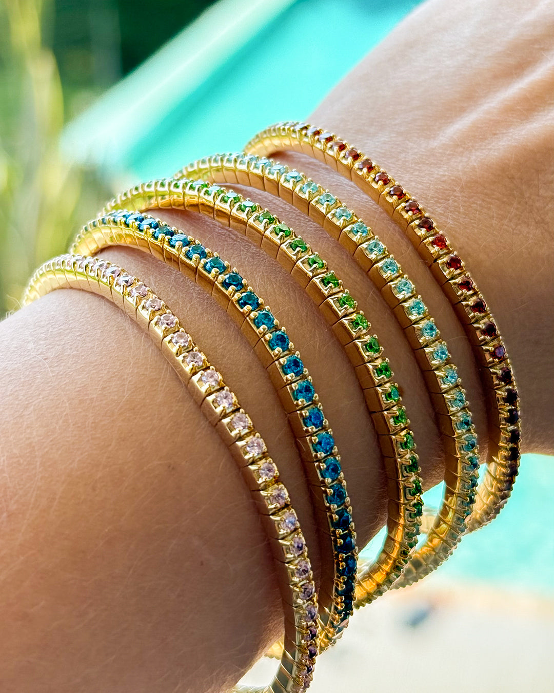Dazzling Colour Flex Bracelet 2.5mm Black 925 gold plated